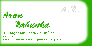 aron mahunka business card